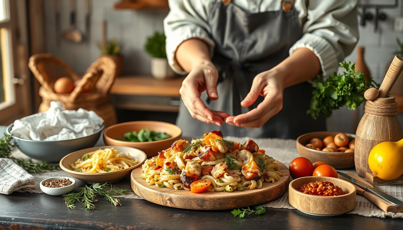 Cozy family dinner served at home